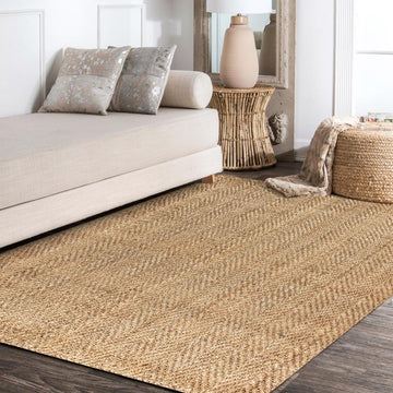 Espina Hand Woven Herringbone Chunky Jute Area Rug